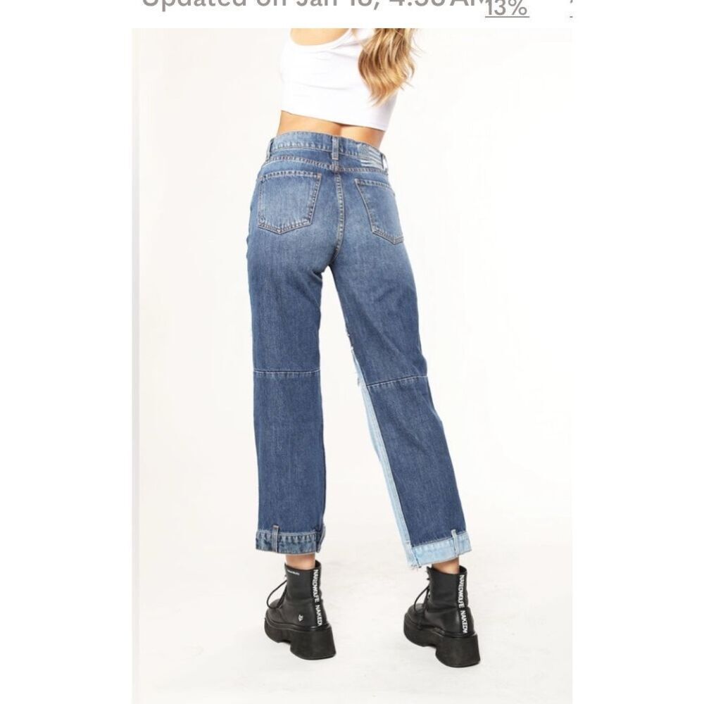 Revice Love at First Sight Jeans 24x28 Blue Denim Patchwork Rework Y2K Retro - Picture 3 of 7